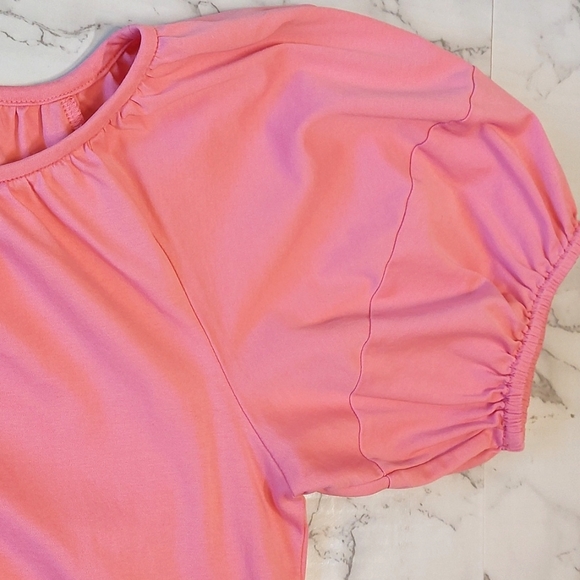 Ann Taylor Salmon Pink Puff-sleeve Pima Cotton Top, size XS - Picture 5 of 7
